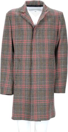 Brian Dales Mid-Length Plaid Coat with Structured Collar and Tailored Fit