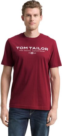 Tom Tailor T-Shirt TOM TAILOR, Herren, Gr. XXL, cabarnet bordeaux rot, Single Jersey, Obermaterial: 100% Baumwolle, bedruckt, regular fit h&uuml;ftbedeckend, Rundhals