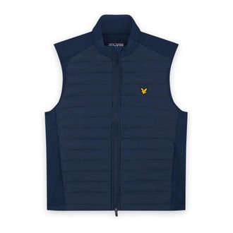 Lyle & Scott Hybrid Gewatteerd Golf Gilet met Volledige Rits - Heren - Jassen - Blauw - Maat: L Poliester