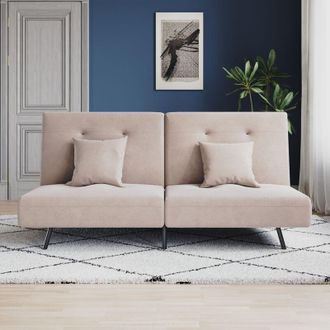 Elegant Lighting Sofa Bed with Double Fold Design, Iron Legs, Hidden Zipper, Adjustable Backrest and 2 Cushions, Dark Gray