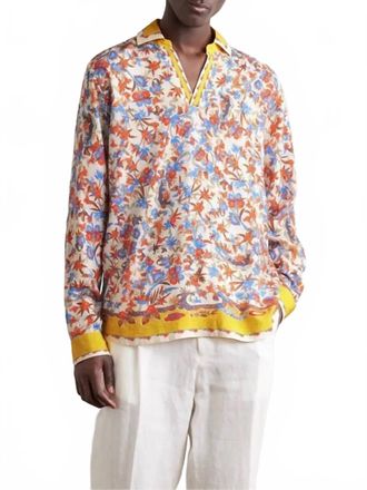 Orlebar Brown Ridley Utopia Linen Shirt In Summer Sunset