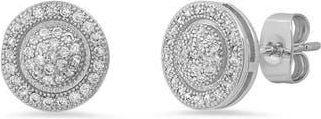HMY Jewelry Round Pave Simulated Diamond Stud Earrings in Metallic at Nordstrom Rack