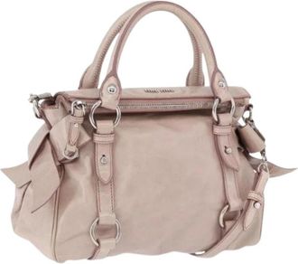 Miu Miu Pre-owned Hand Bag - Dames - Vintage Handtas - Beige - ONE Size - Leer - Vintage