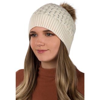 Patricia Nash Faux Fur Pompom Beanie in Off White at Nordstrom Rack