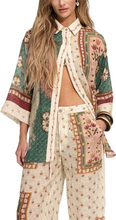 Agua Bendita Chrissy Plume Cover-Up Shirt in Green at Nordstrom, Size X-Small