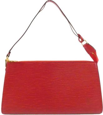 Louis Vuitton Red Color Leather Pochette Pouch (Pre-Owned)