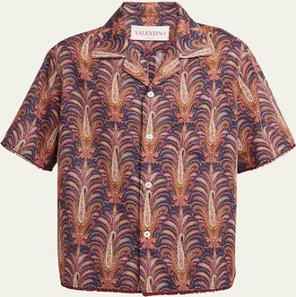 Valentino Garavani Mens Muslin Imaginaire Camp Shirt