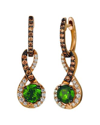 Le Vian Chocolate 14K Rose Gold 1.24 Ct. Tw. Diamond & Chrome Diopside Dangle Earrings