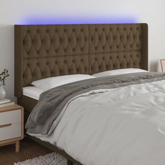vidaXL Cabecero Con Led De Tela Marr&oacute;n Oscuro 183x16x118/128 Cm Vidaxl