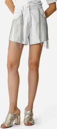 Forte_Forte Denim Shorts With Diamond Fringe In Bleach