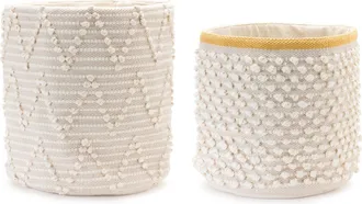 Melrose International White Woven Cotton Basket (Set of 2) - White