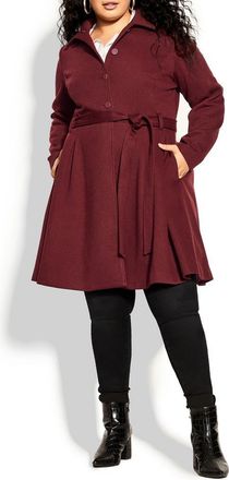City Chic Rosemary Coat with Removable Faux Fur Collar in Red at Nordstrom, Size Xxs