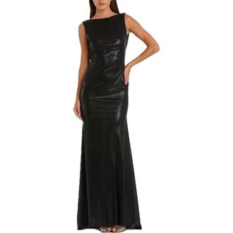 Mac Duggal Womens Metallic Jersey Cowl Back Column Gown in Black at Nordstrom, Size 10