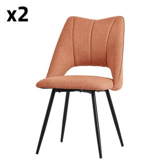 ML Design Sillas de comedor, set de 2 naranja, de tela