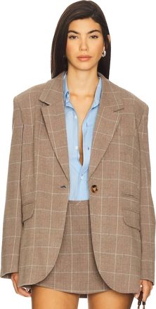 Free People Paper Cut Pinstripe Blazer In Chocolate Combo