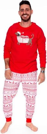 Deux par Deux Adult Men Organic Cotton Two-Piece Pajama Set in Red And White Fairisle at Nordstrom, Size X-Large