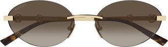 Gucci Oval Rimless Sunglasses - Gold