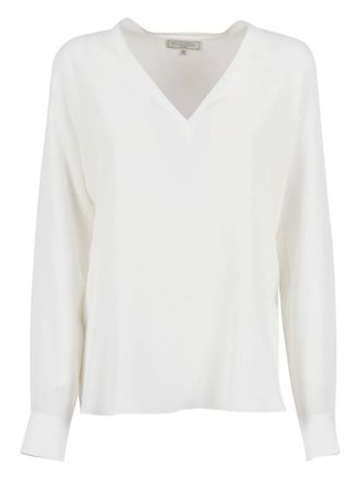 Antonelli Top a maniche lunghe con scollo a V - Bianco