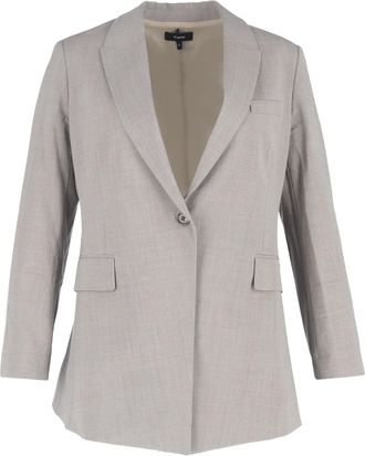 Theory Pre-owned Womens M&eacute;lange-Effect Single-Breasted Blazer in Grey Wool - Size Large