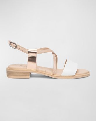 Nero Giardini Mixed Leather Crisscross Slingback Sandals