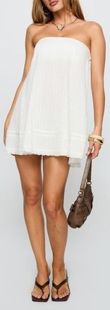 Princess Polly Strapless Swing Cotton Minidress in White at Nordstrom, Size 12