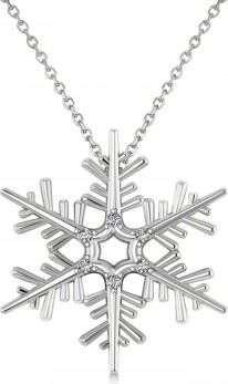 Allurez Diamond Snowflake Pendant Necklace 14k White Gold (0.06ct)