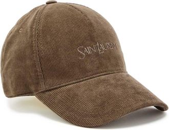 Saint Laurent Logo-embroidered Corduroy cap - Khaki - M