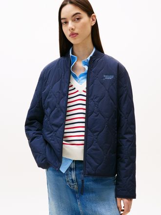 Tommy Jeans Blouson TOMMY JEANS TJW REG ONION QUILT JACKET, Damen, Gr. XL (42), blau (schwarz night navy), Web, Obermaterial: 100% Polyamid, unifarben, Jacken Blo