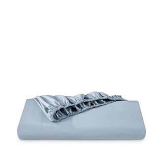 Bare Home 100% Organic Cotton Percale Cooling Fitted Sheet in Dusty Blue at Nordstrom, Size Queen