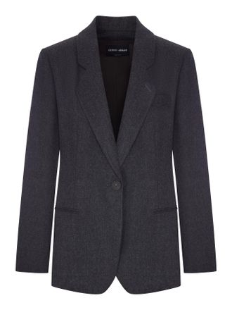 Giorgio Armani SINGLE-BREASTED WOOL AND CASHMERE FLANNEL JACKET - Giorgio Armani - Woman