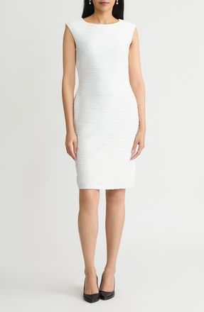 Kasper Spring Texture Sleeveless Sheath Dress in Lily White at Nordstrom, Size 18