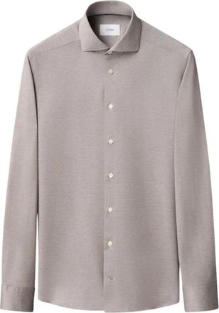 Eton Filo di Scozia Jacquard Knit Shirt - Heren - Casual Overhemden - Grijs - S - Katoen - Overhemden
