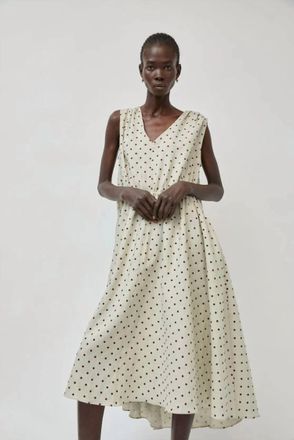 No.6 Store Leigh Dress In Stone Dot Linen