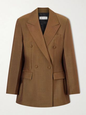 R&oacute;he Blazer Doppiopetto In Misto Lana E Mohair - Marrone