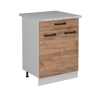 Vicco Mueble Bajo De Cocina R-line, Roble Dorado, 60 Cm Et M&aacute;rmol