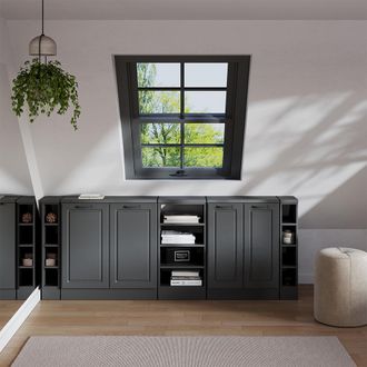 Vicco Conjunto De Armarios Para Techo Inclinado Rion, Antracita Casa De Campo, 210 Cm Lote De 5 Carcasas De Armario 60 Cm De Profundidad, Vicco