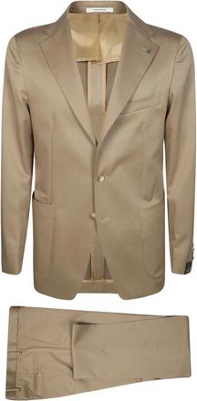 Tagliatore Abito Lana Cotone Monopetto - Heren - Business pakken - Beige - L - Katoen - Kostuums