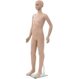 vidaXL Manichino Bambino Figura Intera Base in Vetro Beige 140 cm - Vidaxl