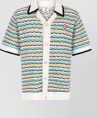 Casablanca cotton tuck stitch short-sleeve polo shirt