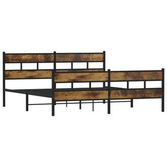 vidaXL Vidaxl - Estructura De Cama Sin Colch&oacute;n Metal Roble Ahumado 180x200 Cm