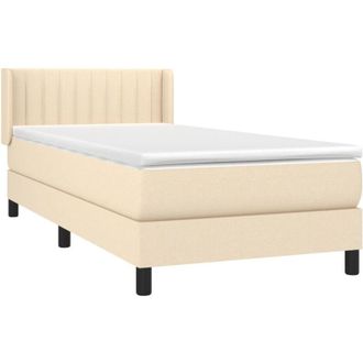 vidaXL Cama Box Spring Con Colch&oacute;n Tela Color Crema 90x200 Cm Vidaxl