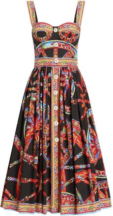 Dolce & Gabbana poplin maxi-jurk met carretto-print