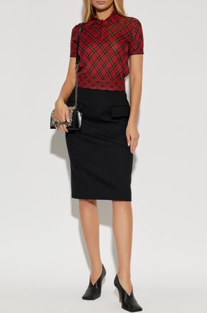 Alexander McQueen Checked Pattern Polo, Womens, Red