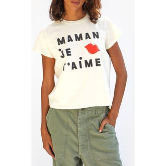 Clare Vivier Classic Cotton Graphic T-Shirt in Cream Black/poppy Je Taime at Nordstrom, Size X-Large