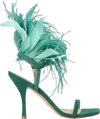 Stuart Weitzman Dark Green Plume Heels