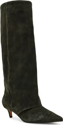 Steve Madden Luca Kitten Heel Knee High Boot in Olive Suede at Nordstrom, Size 9.5 Regular Calf