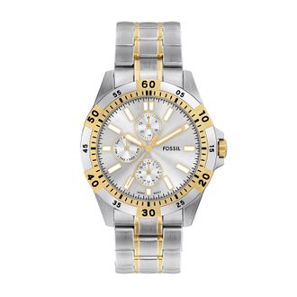 Fossil Mens Garrett 44mm Multifunction Two-Tone Stainless Steel Watch