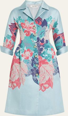 Teri Jon A-Line Floral Jacquard Coat Dress