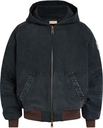 Cherry Los Angeles Logo-appliqu&eacute;d Hooded Quilted Denim Jacket - Black - XL