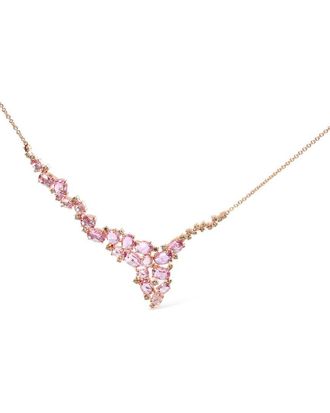 House of Brilliance Haus Of Brilliance Colorful Gemstones 18K Rose Gold 6.40 Ct. Tw. Diamond & Sapphire Statement Necklace